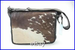 Bacci Women's Leather Cow Hair Brown Leather Messenger Laptop Carrying Bag