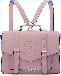 Backpack Women Briefcase Messenger Laptop Bag Vegan Leather Satchel Work Purple