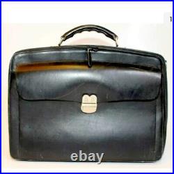 Bally 16 Rare Black Leather Briefcase Travel/laptop Organizer Bag