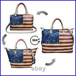 Balona Women Leather USA Flag Handpainted Multipurpose Convertible Laptop Bag