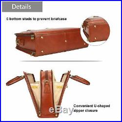 Banuce Full Grains Italian Leather Women's Briefcase 14 Laptop Bag Attache Case