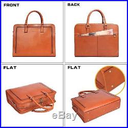 Banuce Womens Full Grains Leather Briefcase Messenger Satchel Bag 14 Laptop Case