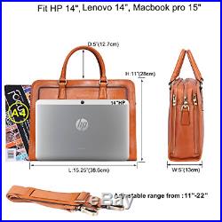 Banuce Womens Full Grains Leather Briefcase Messenger Satchel Bag 14 Laptop Case