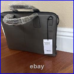 Barneys New York Leather Lap Top Bag Briefcase