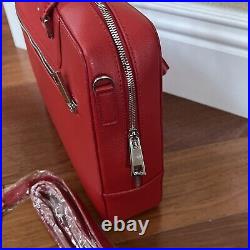 Barneys New York Red Leather Laptop Bag