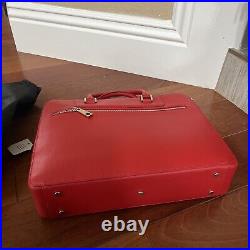 Barneys New York Red Leather Laptop Bag