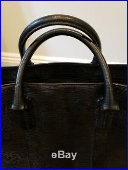 Ben Minkoff Black Epi Leather Tote Satchel Briefcase Bag Men's Women's Laptop