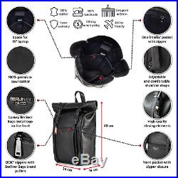 Berliner Bags Backpack Lille Leather Laptop Rucksack Luxury Men Women Black