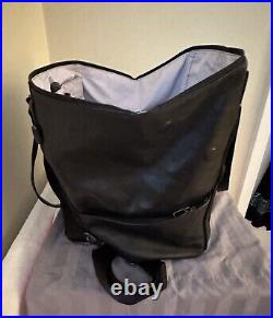 BetaBrand Big Travel Tote Black Leather & Canvas PLUS Straps To Use As Backpack