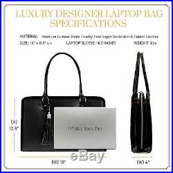 BfB 17 Laptop Bag for Women Handmade Designer Messenger Computer Bag Black (K)