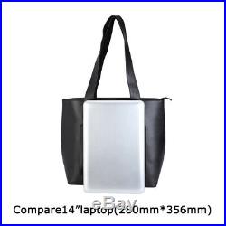 Black Leather Mens Women 14''Laptop Messenger Shoulder Bag Shopping Outdoor Tote