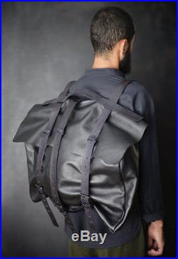 Black Leather Mens women Briefcase Laptop Shoulder Satchel backpack MENS BAG EDH