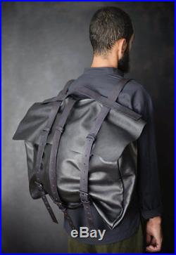 Black Leather Mens women's ladies Briefcase Laptop Shoulder Satchel backpack
