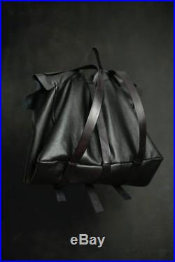 Black Leather bag Mens women Briefcase Laptop Shoulder Satchel backpack