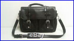 Black leather vintage COACH briefcase laptop MESSENGER bag men's / women's