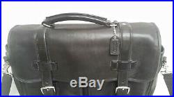 Black leather vintage COACH briefcase laptop MESSENGER bag men's / women's