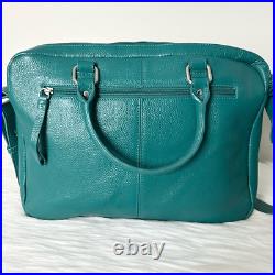 Bodhi Convertible Laptop Satchel Tote Bag Teal Pebble Leather