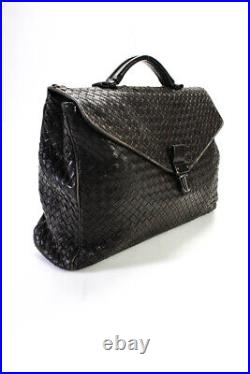 Bottega Veneta Womens Brown Leather Woven Textured Briefcase/Laptop Bag Handbag