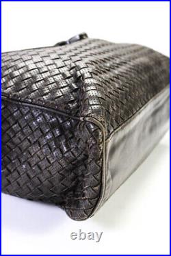 Bottega Veneta Womens Brown Leather Woven Textured Briefcase/Laptop Bag Handbag