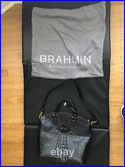 Brahmin Black Croc Embossed Leather Melbourne Laptop Business Tote Shoulder Bag