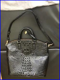 Brahmin Black Croc Embossed Leather Melbourne Laptop Business Tote Shoulder Bag