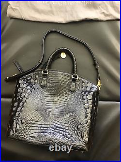 Brahmin Black Croc Embossed Leather Melbourne Laptop Business Tote Shoulder Bag