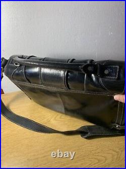 Bramble & Brown Leather Laptop Carry Reporter Bag Black Womens Shoulder