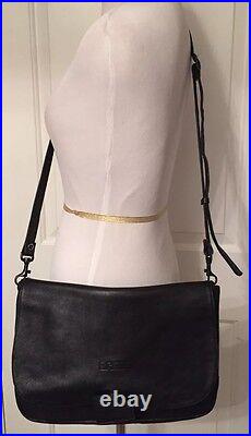 Bree Germany Women's Shoulderbag Black Leather Laptop Messenger Saddle Large