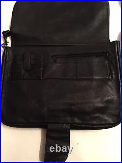 Bree Germany Women's Shoulderbag Black Leather Laptop Messenger Saddle Large