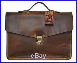 Briefcase Genuine Leather Satchel for Men Women Laptop Bag 15.6-inch Large by