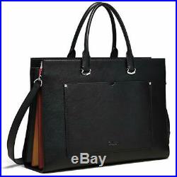 Briefcase for Women Leather Slim 15.6 Inch Laptop Business Shoulder Bag Black