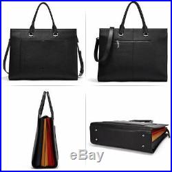 Briefcase for Women Leather Slim 15.6 Inch Laptop Business Shoulder Bag Black