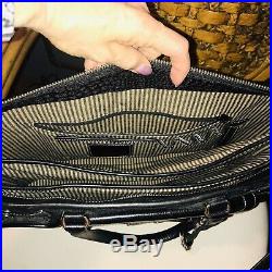 Brighton Black Women's Briefcase Silver Purse Pockets Laptop Bag Msrp $430 Euc
