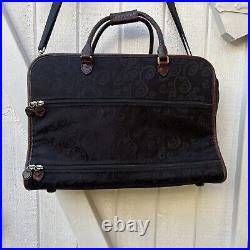 Brighton Lansky Black Brown Croc Leather Weekender Travel Laptop Bag EUC! $480