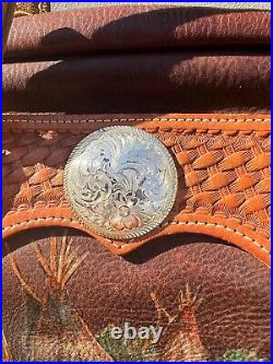 Buckaroo MFG Colorado handprinted leather purse/tote LAPTOP BAG BCP53