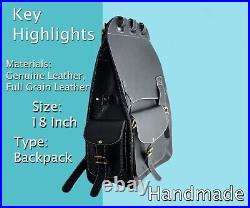 Buffalo Leather Backpack Shoulder Bag Laptop Rucksack Office School Handbag 18