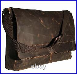 Buffalo Leather Satchel Messenger Bag 16 Inch Mens Laptop Computer Shoulder Bag