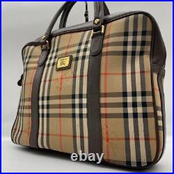 Burberry canvas leather novacheck bag rogo brown from japan