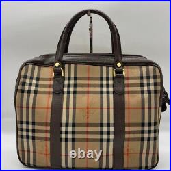 Burberry canvas leather novacheck bag rogo brown from japan