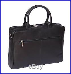 Business Womens Black REAL Leather Briefcase Work Office Laptop Shoulder Bag NEW