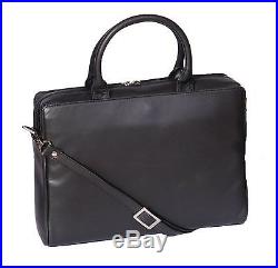Business Womens Black REAL Leather Briefcase Work Office Laptop Shoulder Bag NEW