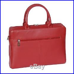 Business Womens RED Real Leather BRIEFCASE Work Office Laptop Shoulder Bag NEW