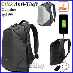 CLICK Men Women Anti-Theft w USB Laptop Tablet Backpack Waterproof Travel Bag