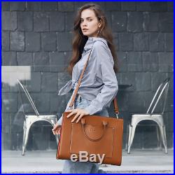 CLUCI Leather Women Briefcase Slim 15.6 Inch Laptop Business Shoulder Bag Brown