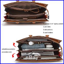 CLUCI Leather Women Briefcase Slim 15.6 Inch Laptop Business Shoulder Bag Brown