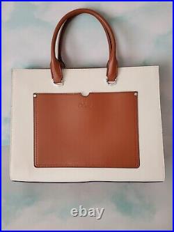 CLUCI Women Leather Briefcase For 15.6 Inch Laptop Work Tote Bag Beige Brown NEW