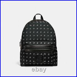 COACH Academy Backpack Travel Laptop Bag Dot Diamond Print Black Cordura NWT