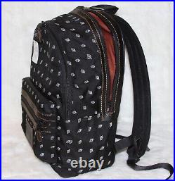 COACH Academy Backpack Travel Laptop Bag Dot Diamond Print Black Cordura NWT