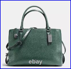 COACH Brooklyn Carryall 34 Dark Green Leather Shoulder Bag Satchel Holds Laptop