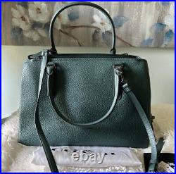 COACH Brooklyn Carryall 34 Dark Green Leather Shoulder Bag Satchel Holds Laptop